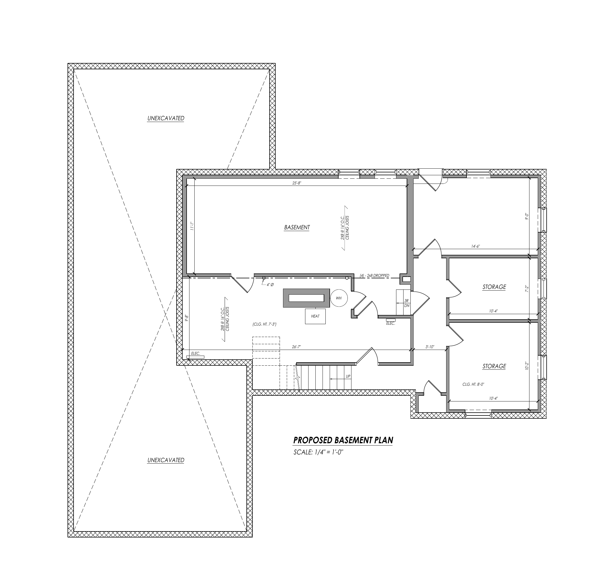 Proposed basement architectural plan for 38 Dubois Avenue.